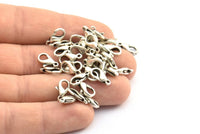 Antique Silver Parrot Clasp, 25 Antique Silver Plated Brass Lobster Claw Clasps  (12x6mm) bh502 A0399 H0517