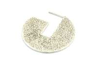 Geometric Earring Findings, 2 Antique Silver Plated Brass Semi Circle Textured Earring Findings (36.5x1mm) BS 1976 H0527