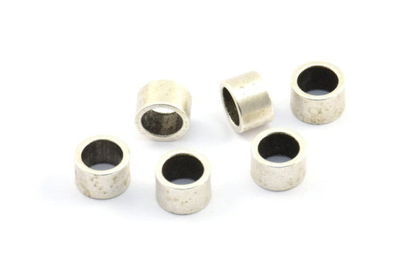 Industrial Spacer Bead, 25 Antique Silver Plated Brass Industrial Tubes, Spacer Beads, Findings (7x4.5mm) BS 1800 H0519