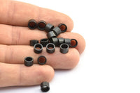 Industrial Spacer Bead, 25 Oxidized Brass Black Industrial Tubes, Spacer Beads, Findings (7x4.5mm) BS 1800 S680