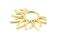 Brass Sun Pendant, 2 Raw Brass Sun Pendants (45x37x1.5mm) BS 1943