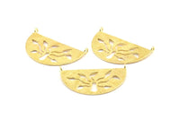 Ethnic Tree Pendant, 2 Raw Brass Semi Circle Pendant With 2 Loops (38x21x0.9mm) BS 1939
