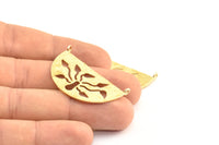 Ethnic Tree Pendant, 2 Raw Brass Semi Circle Pendant With 2 Loops (38x21x0.9mm) BS 1939