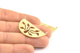 Ethnic Tree Pendant, 2 Raw Brass Semi Circle Pendant With 2 Loops (38x21x0.9mm) BS 1939