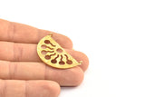 Brass Ethnic Pendant, 2 Raw Brass Semi Circle Pendant With 2 Loops (38x21x1mm) BS 1941