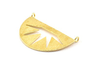 Lightning Ethnic Pendant , 2 Raw Brass Semi Circle Pendant With 2 Loops (38x22x0.9mm) BS 1949