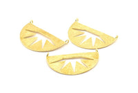 Lightning Ethnic Pendant , 2 Raw Brass Semi Circle Pendant With 2 Loops (38x22x0.9mm) BS 1949