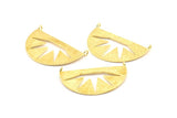 Lightning Ethnic Pendant , 2 Raw Brass Semi Circle Pendant With 2 Loops (38x22x0.9mm) BS 1949