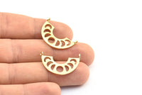 Moon Phases Pendant, 5 Raw Brass Semi Circle Pendants With 2 Loops, Charms, Earring Findings (27x8x1mm) BS 2068
