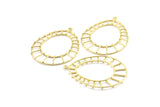 Oval Geometric Pendant, 3 Raw Brass Textured Oval Geometric Pendants With 1 Loop, Earrings, Findings (49.5x37.5x2mm) BS 2025