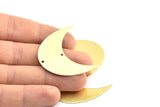Moon Phase Blank, 5 Raw Brass Crescent Moon Blanks With 2 Holes (42x20x0.6mm) BS 2119