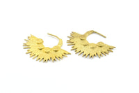 Brass Sun Earring, 2 Raw Brass Textured Sunny Earrings (39.5x29x2mm) BS 2057