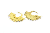 Brass Sun Earring, 2 Raw Brass Textured Sunny Earrings (39.5x29x2mm) BS 2057