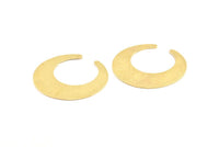 Hammered Moon Crescent Charm, 2 Raw Brass Hammered Moons Pendant (44x46x15x1mm) BS 1965