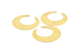 Hammered Moon Crescent Charm, 2 Raw Brass Hammered Moons Pendant (44x46x15x1mm) BS 1965