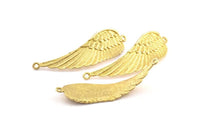 Brass Wing Pendant, 4 Raw Brass Wing Pendant With 2 Loops, Earring, Jewelry Findings (43x13x1.5mm) BS 1959