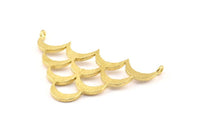 Brass Crescent Pendant, 2 Raw Brass Textured Wide Crescent Moon Necklace Pendants With 2 Loops, Charms (27x45x1.5mm) BS 1961