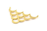Brass Crescent Pendant, 2 Raw Brass Textured Wide Crescent Moon Necklace Pendants With 2 Loops, Charms (27x45x1.5mm) BS 1961