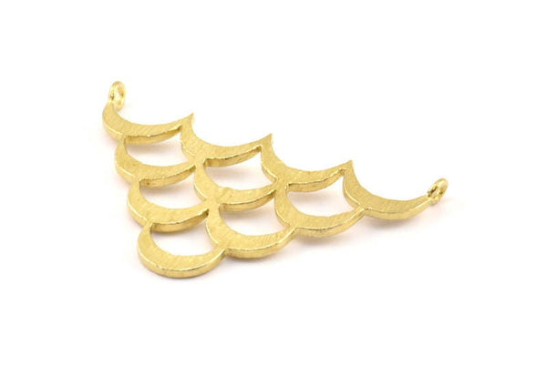 Brass Crescent Pendant, 2 Raw Brass Textured Wide Crescent Moon Necklace Pendants With 2 Loops, Charms (27x45x1.5mm) BS 1961