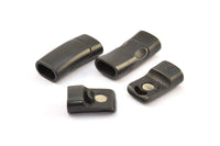 Black Leather Cord Clasp, 2 Oxidized Brass Black Magnetic Clasp For Leather Cord (26x13x7.5mm) Y308 Y061 S128