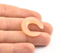 Glass Orange Horn, 2 Glass Orange Crescent Pendant, Earrings, Findings (26x27.5x5.5mm) X027