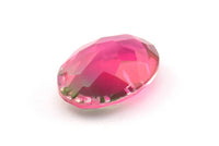 Glass Oval Bead, 2 Glass Pink And Green Color Cabochon Oval Bead For Rings (18x13x8mm) GG04