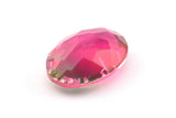 Glass Oval Bead, 2 Glass Pink And Green Color Cabochon Oval Bead For Rings (18x13x8mm) GG04