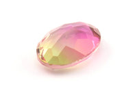 Glass Oval Bead, 2 Glass Pink And Light Green Color Cabochon Oval Bead For Rings (18x13x8mm) GG06