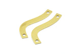 Brass Wavy Connector, 8 Raw Brass Connectors With 2 Holes (49x6x0.80mm) D0338--c024