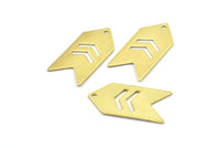 Arrow Chevron Pendant, 10 Raw Brass Arrow Stamping Pendant Tags With Chevron And 1 Hole (15x30x0.80mm) B0083