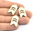 Arrow Chevron Pendant, 10 Raw Brass Arrow Stamping Pendant Tags With Chevron And 1 Hole (15x30x0.80mm) B0083