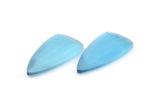 Blue Cat&#39;s Eye Stone, 2 Blue Cat&#39;s Eye Gemstones in Teardrop Shape (38x20x4mm) X069