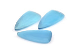 Blue Cat&#39;s Eye Stone, 2 Blue Cat&#39;s Eye Gemstones in Teardrop Shape (38x20x4mm) X069