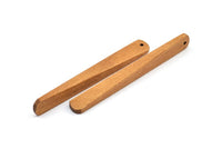 Japanese Style Wood Charms, 4 Japanese Style Wood Earring Findings with 1 Hole (66x8x6x3mm) X014