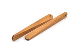 Japanese Style Wood Charms, 4 Japanese Style Wood Earring Findings with 1 Hole (66x8x6x3mm) X014