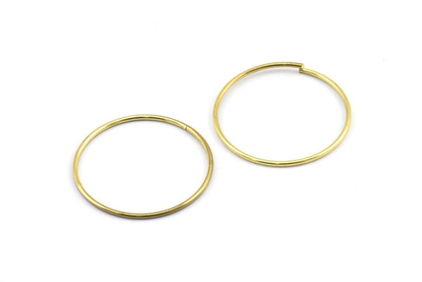 Wire Ear Hoops, 48 Raw Brass Wire Hoops, Earring Findings (25x1mm) E130
