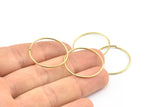 Wire Ear Hoops, 48 Raw Brass Wire Hoops, Earring Findings (25x1mm) E130