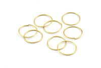 Wire Ear Hoops, 48 Raw Brass Wire Hoops, Earring Findings (15x0.8mm) E107