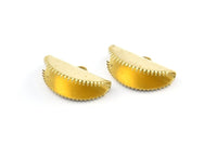 Half Moon Crimp, 12 Raw Brass Ribbon Crimp End With 1 Loop, Findings (20x12mm) E145
