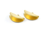 Half Moon Crimp, 12 Raw Brass Ribbon Crimp End With 1 Loop, Findings (20x12mm) E145