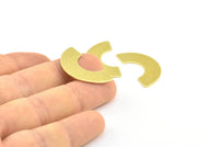 Brass Geometric Pendant, 24 Raw Brass Semi Circle Blanks, Geometric Pendant, Findings (30x15x8x0.8mm) BS 1823