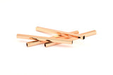 Geometric Tube Beads, 3 Rose Gold Plated Brass Square Tubes (5x80mm) Bs 1609
