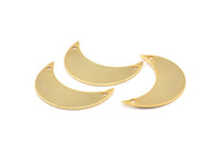 Moon Crescent Charm, 3 Gold Plated Brass Moons With 2 Holes (25x9.5x0.80mm) Moon - 01