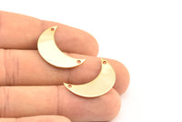 Moon Crescent Charm, 3 Gold Plated Brass Moons With 2 Holes (25x9.5x0.80mm) Moon - 01