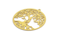 Brass Tree Charm, 12 Raw Brass Tree Charms With 1 Loop, Pendant, Findings (32x30mm) E030