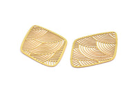 Brass Diamond Earring, 6 Raw Brass Diamond Shape Earring Charms With 1 Hole, Pendants, Findings (46x33mm) E031