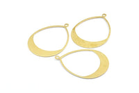 Brass Drop Earring, 6 Raw Brass Drop Earring Charms With 1 Loop, Pendants, Findings (49x36x0.8mm) E036