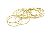 45mm Circle Connector, 12 Raw Brass Circle Connectors (45x1.7x0.8mm) E053