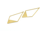 Brass Diamond Charm, 6 Raw Brass Diamond Charms With 1 Loop, Pendants, Findings (56x27.5x0.8mm) E628