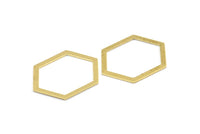 Hexagon Choker Charm, 6 Raw Brass Hexagon Charms, Pendants, Findings (39x29.5x1mm) E033